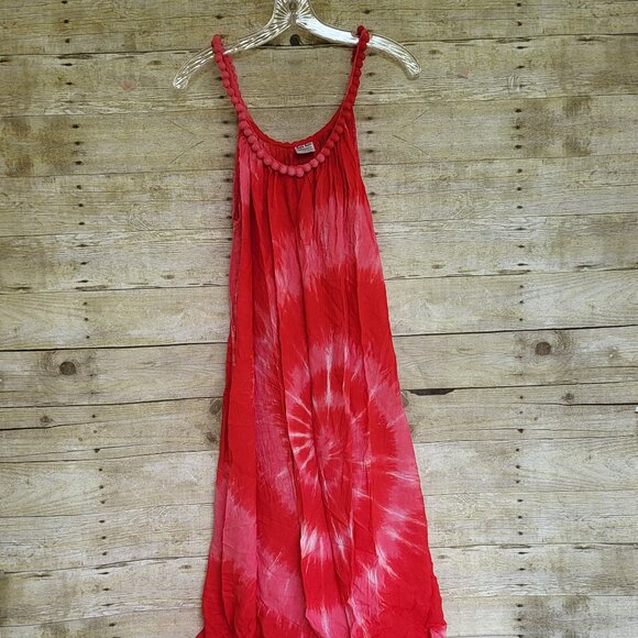 Rasta Pasta Red & White Tie Dye Dress - Free Size - Picture 1 of 6